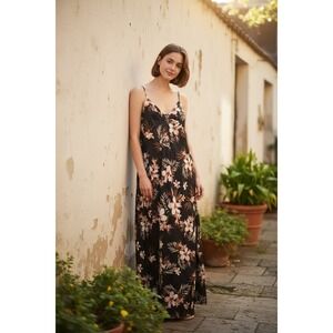 Great Jones Floral Maxi Dress XL Y2K Tropical Summer Vacation Wedding Guest